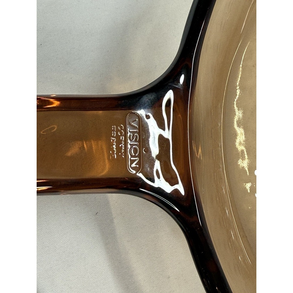 Vtg Corning Vision Ware 10" Amber Waffle Bottom Frying Pan Skillet w/Lid France - Picture 6 of 9